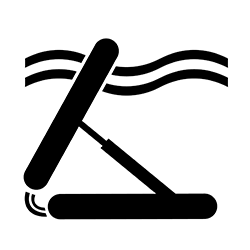 Wave energy conversion device with subsea hydraulic cylinder icon.